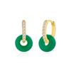Серьги Yang Mi Green Chalcedony, серьги-пончики Guofeng Premium, серьги с безопасной пряжкой из стерлингового серебра S925 пробы