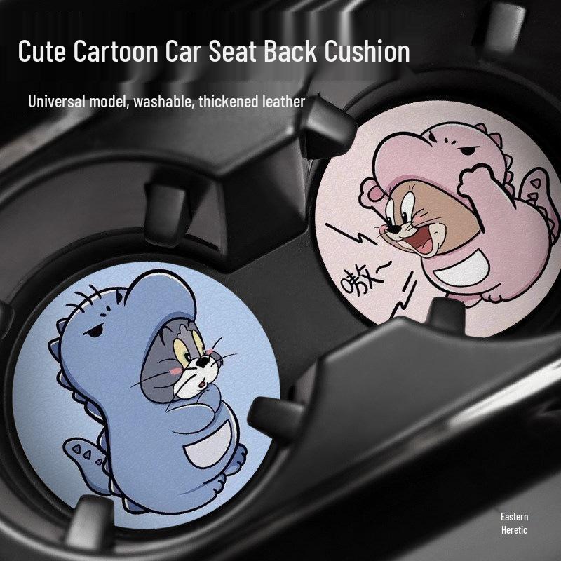 Car Cup Coaster: Universal Anti-slip Door Slot Mat - Cute Cartoon Interior Decor