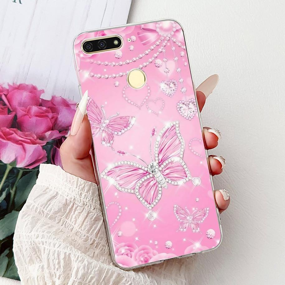 For Huawei Y6 2018 Case ATU-L21 ATU-L22 Cover Luxury Marble Butterfly Soft Silicone Phone Cover For Huawei Y6 Prime 2018 Carcasa