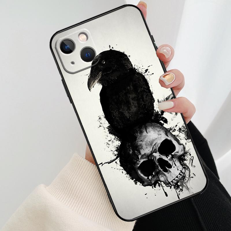 Чехол для телефона 'Череп ворона' для iPhone 17 Pro Max 16 15 11 13 12 14 Pro Max mini 15 16 Plus 16e 17 Air Cover