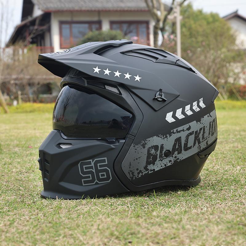 ORZ-163 Motorcycle Helmet Men's and Women's Retro Street Fighter Combination Helmet Full Helmet Detachable Half Helmet