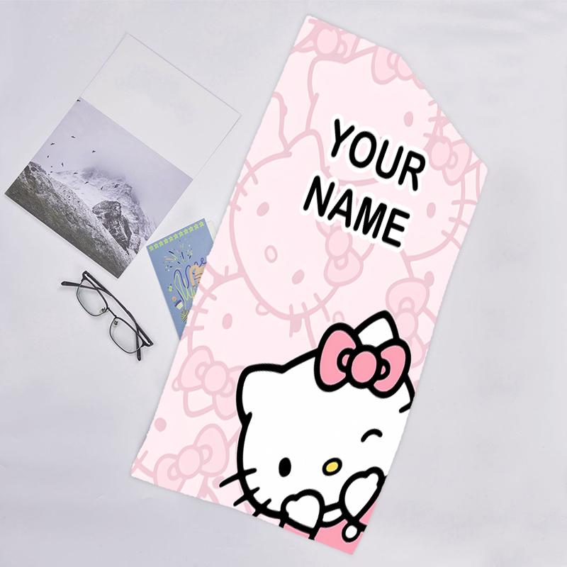 1pc HelloKitty9 Beach Towel with Custom Name, Beach/Swimming/Bath/Picnic/Camping Towel, Suitable for Seaside Beaches