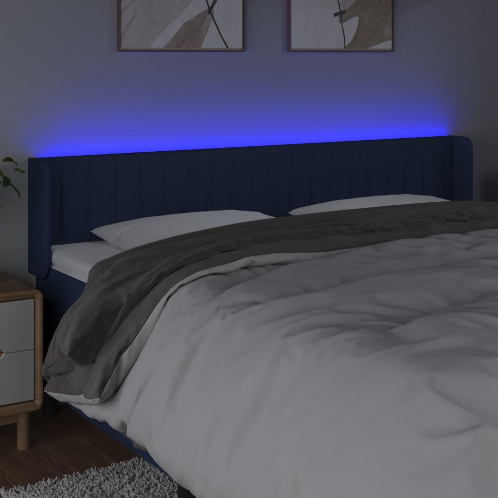 LED Headboard Blue 163x16x78 88 cm Fabric