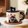Ceramic Cup Cute Cat Mug with Lid High Value Water Cup for Girls Home Couple Coffee Breakfast Cup for Men