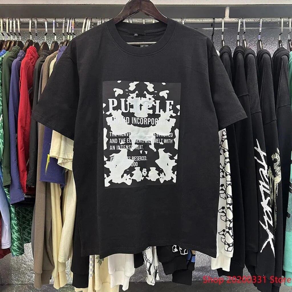 Хлопковая футболка для унисекса, люксовый бренд, с коротким рукавом, новые фиолетовые топы с принтом, модная трендовая футболка с круглым вырезом, одежда в стиле Харадзюку, уличная одежда