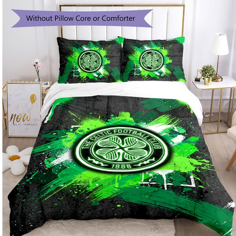 Celtic FC Printed 3PCS Bedding Set Breathable Duvet Cover with Pillowcases Decorative Bed Linen for Bedroom Home