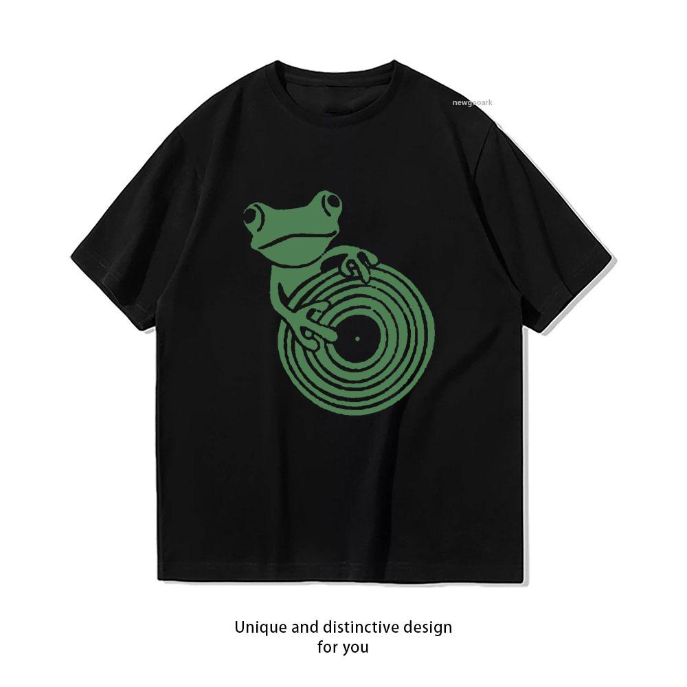 Frog DJ Funny Music shirt woman man Casual cotton printed t shirts Adult streetwear camisetas tops tee