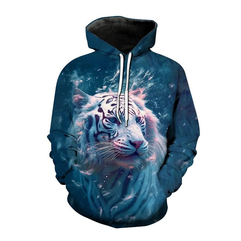 3D-принт Wise Tiger Graphic Hoodies For Men Long Sleeve Pullover Hooded Sweatshirts Men's Loose Oversize Sport Hoodies Tops