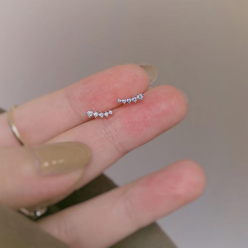 Мини-серьги Meteor Small Row Diamond Shiny на все тело, простой и универсальный стиль для деловых женщин