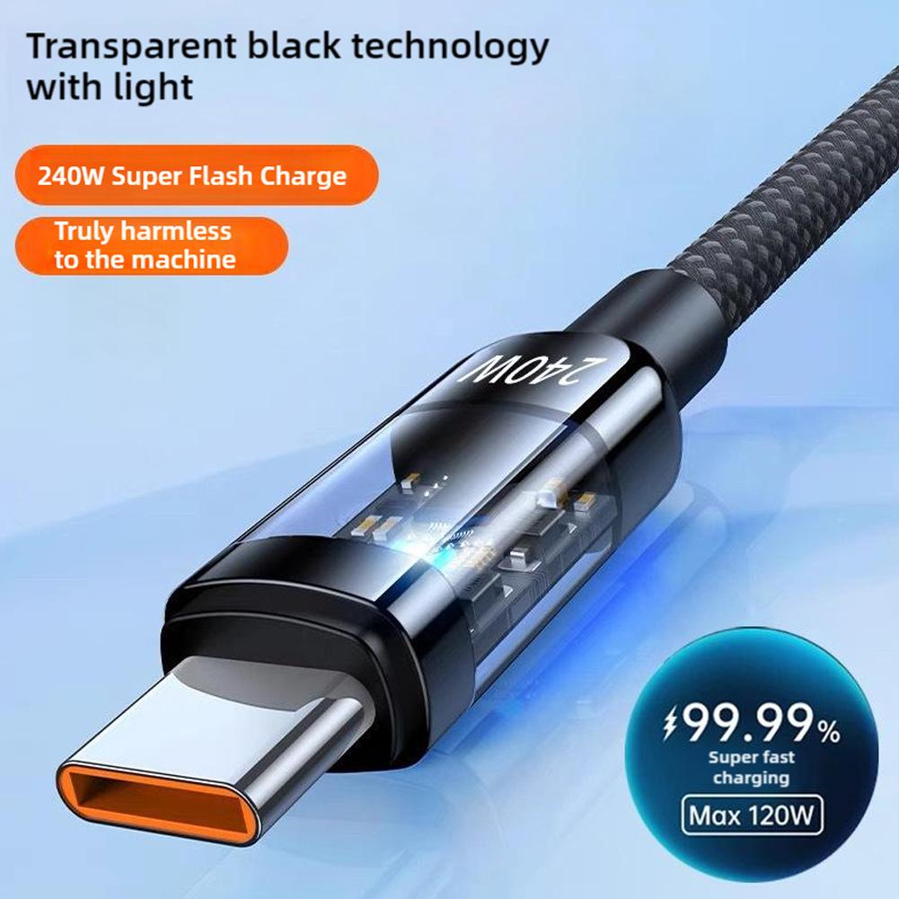 Прозрачный 240 Вт USB C сверхбыстрый кабель для зарядки типа Pro Phone S24 зарядное устройство C шнур 16 для iPhone K3F8