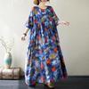Short Sleeve Plus Size Cotton Vintage Floral New In Dresses for Women Casual Loose Long Summer Dress