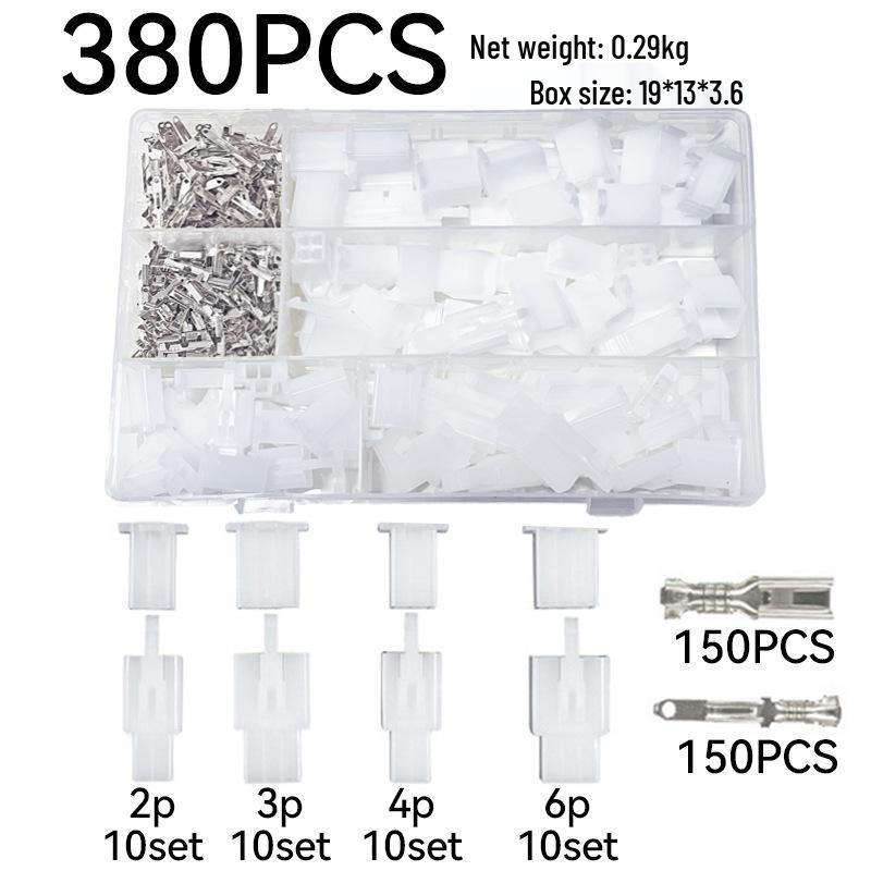 380PCS Car Wiring Terminals & Connectors Set - 2.8 Blade Spring with Boxed Copper and Plastic Parts