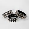 Yupsk Square Wide Punk Chunky Rivet Leather Bangle Rock Rows Nails Wristband Adjustable Size Jewelry Bracelets & Bangle