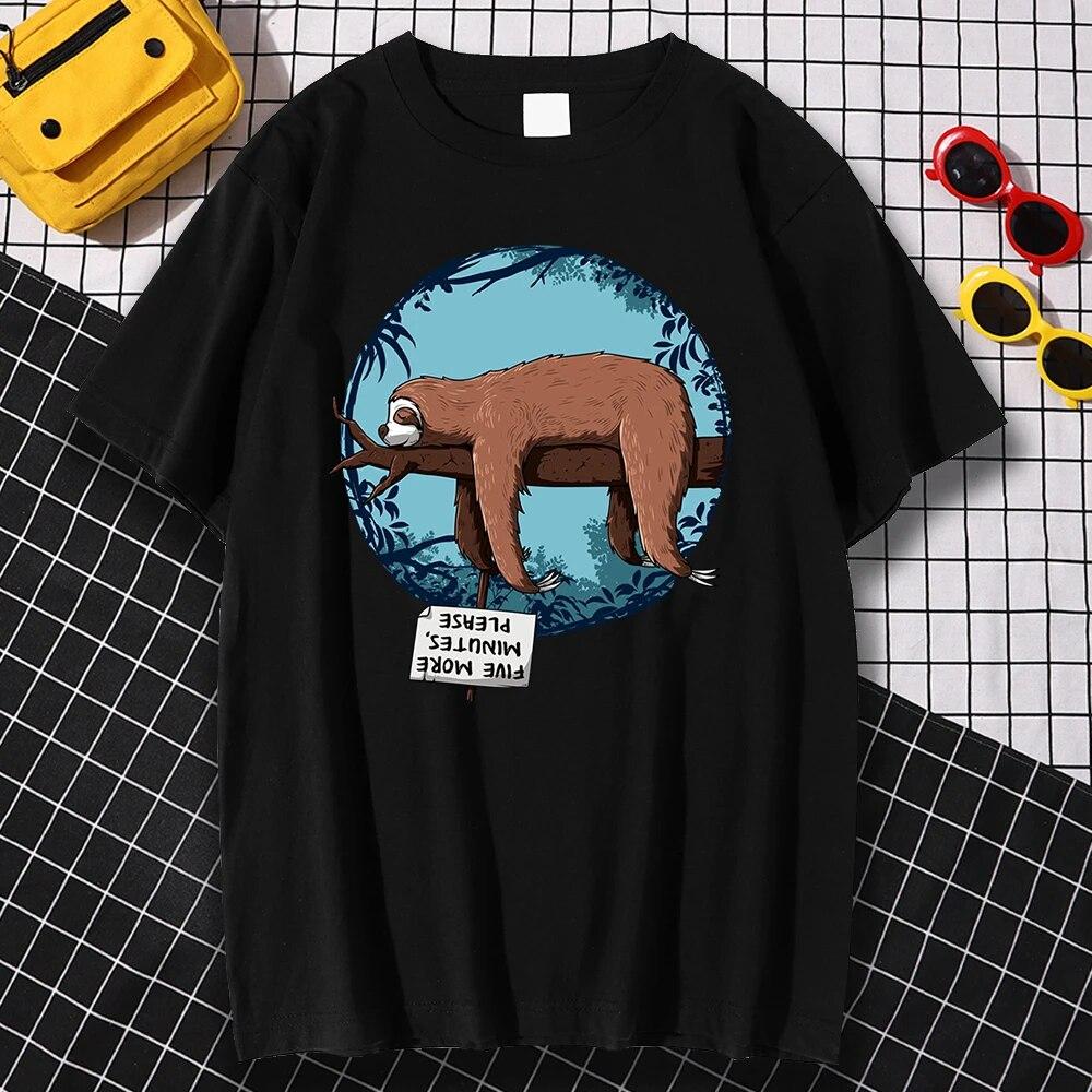Kawaii спящий ленивец, индивидуальные графические футболки унисекс, женские милые топы в стиле аниме, дышащая удобная футболка, летняя футболка большого размера