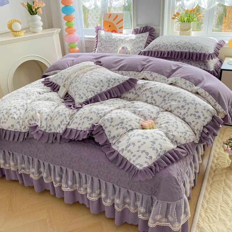 Комплект постельного белья класса А для матери и младенца, 4 предмета, утолщенные стеганые простыни, 3 предмета, комплект маленького жаккардового пододеяльника из бамбукового хлопка, осень, зима