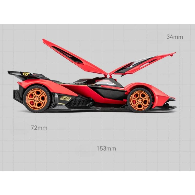 1/32 Lamborghini V12 Sports Car Simulation Diecast Metal Alloy Model Car Sound Light Pull Back Collection Kids Toy Gift A655