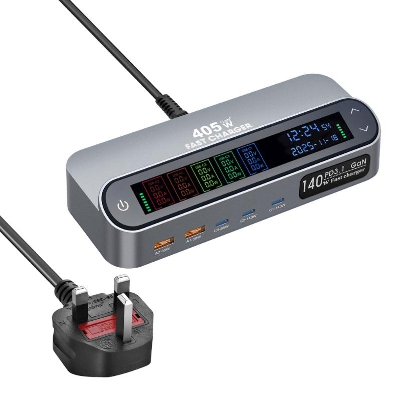 High Efficiency Power Adapter USB 140W Output and Type C Port Desktop Charging Hub Perfect for Simultaneous Charging