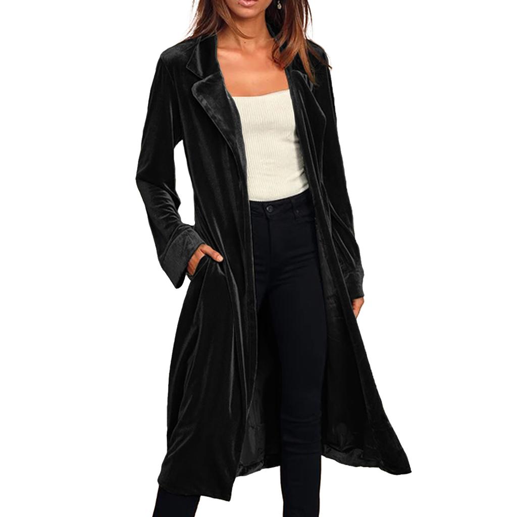 Женская мода И зимний кардиган-куртка Золотой бархат Длинная ветровка