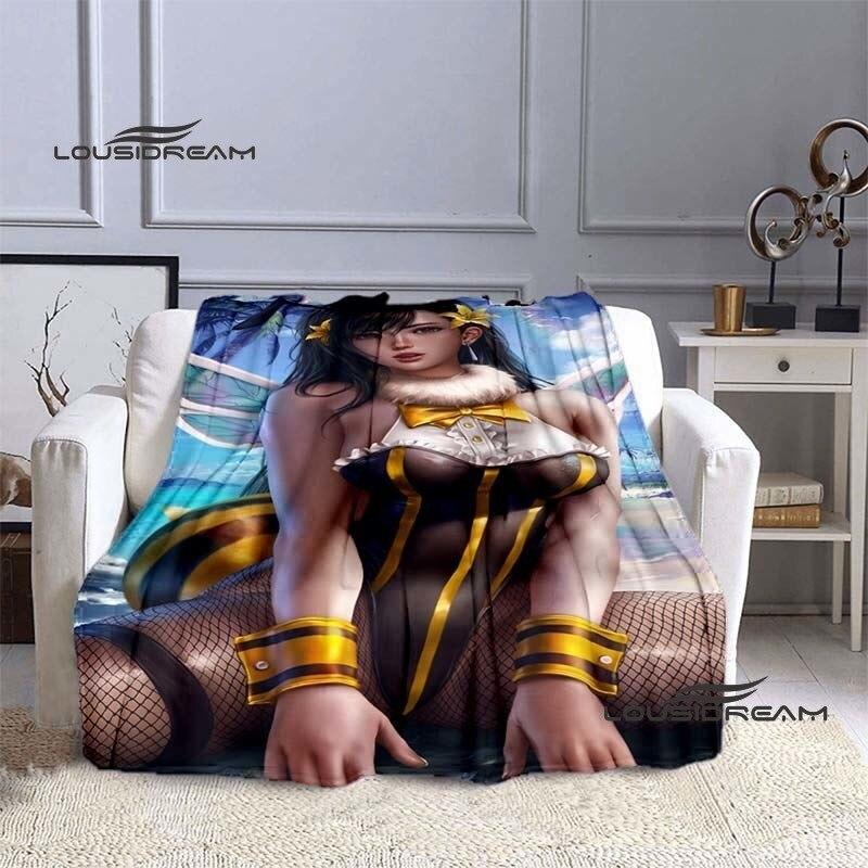 FINAL FANTASY Tifa Aerith Blanket Sexy Beauties Flannel Blanket Adults and Children Bedroom Coverlet Sofa Camping Warm Blanket