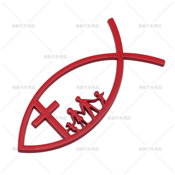 2pcs/lot 3D Metal Jesus Fish Car Emblem Auto Badge Rear Trunk NamePlate Stickers Side Fender Decal