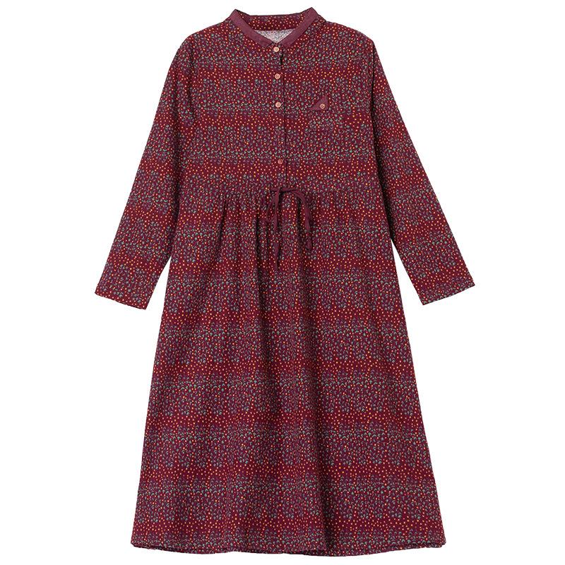 2024 Elegant Plus Size Long Sleeve Dress for Middle-Aged & Elderly Women - Spring & Autumn Collection