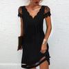 2023 Urban Chic V-Neck Lace Short-Sleeve Chiffon Dress
