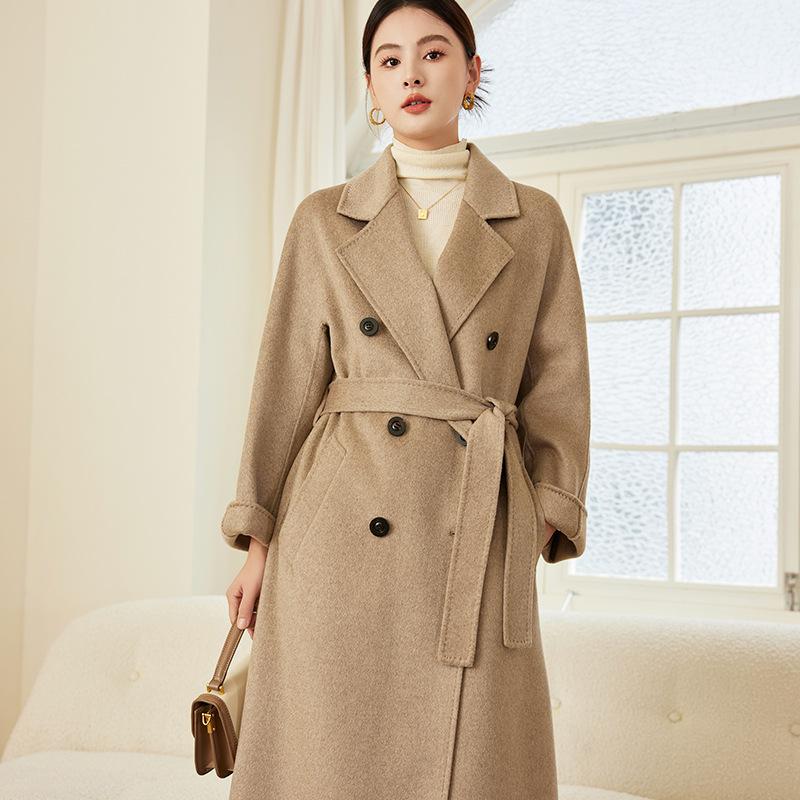 M 801 reversible cashmere coat for women, autumn and winter elegant cocoon-shaped wool jacket, Suli alpaca fleece