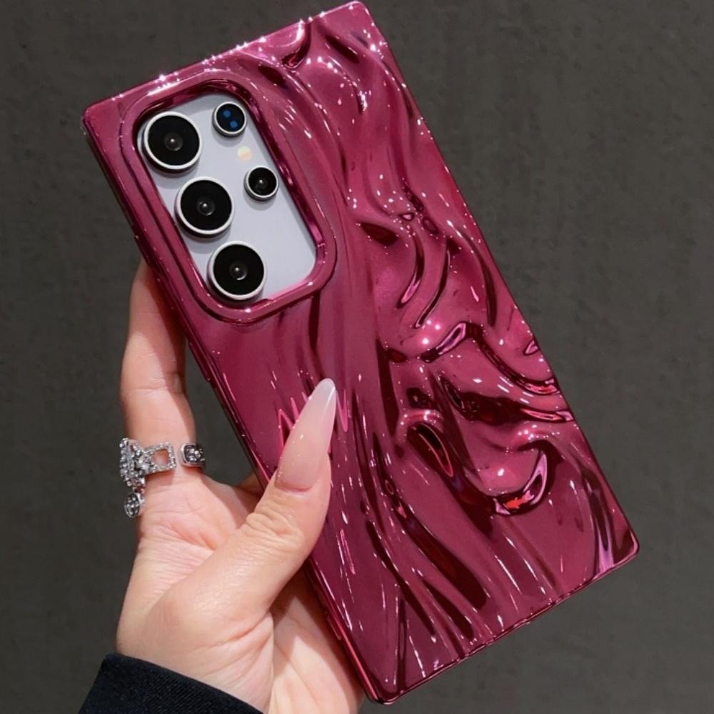 Роскошный Электроplated 3D Чехол с Текстурой Водной Ряби для Samsung S25 S26 S24 Ultra S26 Plus S23 FE Фиолетовый Ударопрочный Чехол