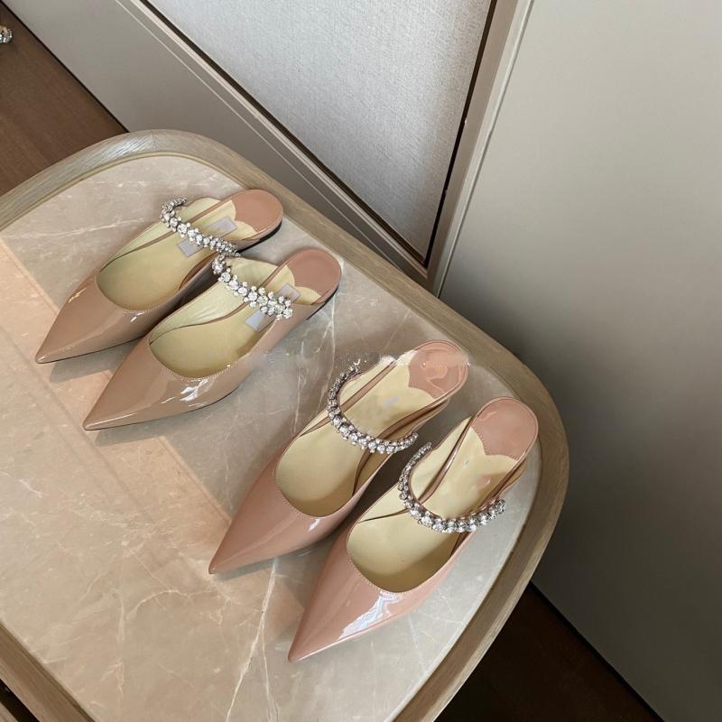 Острые туфли Muller со стразами на плоской подошве из лакированной кожи, женская обувь на мелком французском высоком каблуке, тапочки