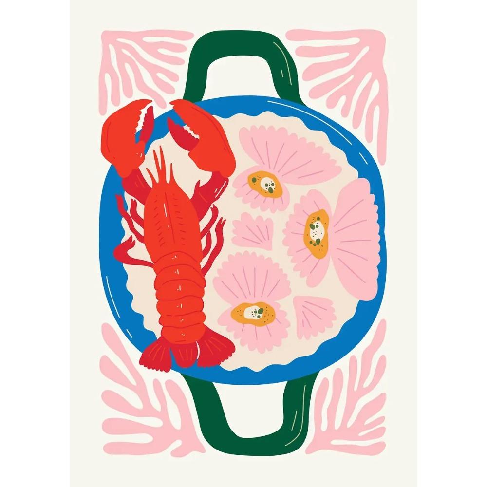 Minimalism Foods Posters Delicious Oyster Pink Ramen Bowl Shrimp Hot Dog Prints Canvas Painting Wall Pictures Home Kitchen Decor