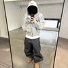 Unisex Vintage Distressed Hoodie With Bold Graphic Print Oversized Cotton Pullover Fall Casual Wear