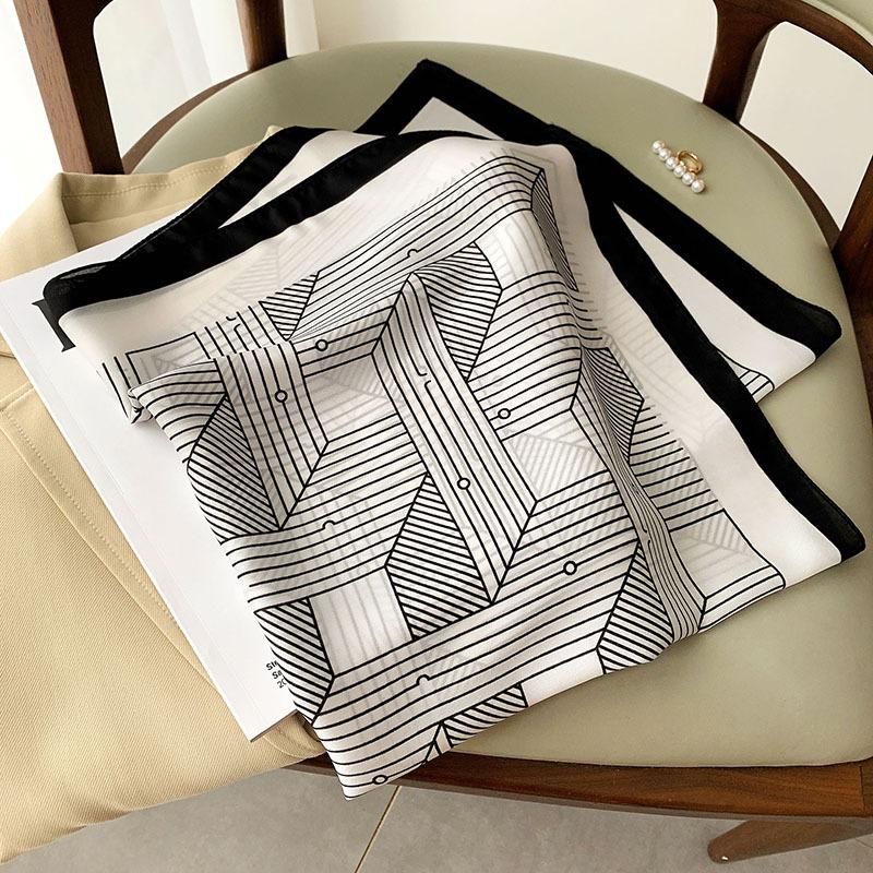 Корейская версия нового весенне-летнего квадратного шарфа из искусственного шелка, декоративный шарф для ключиц для женщин, модный ретро маленький шелковый шарф для завязывания на сумку