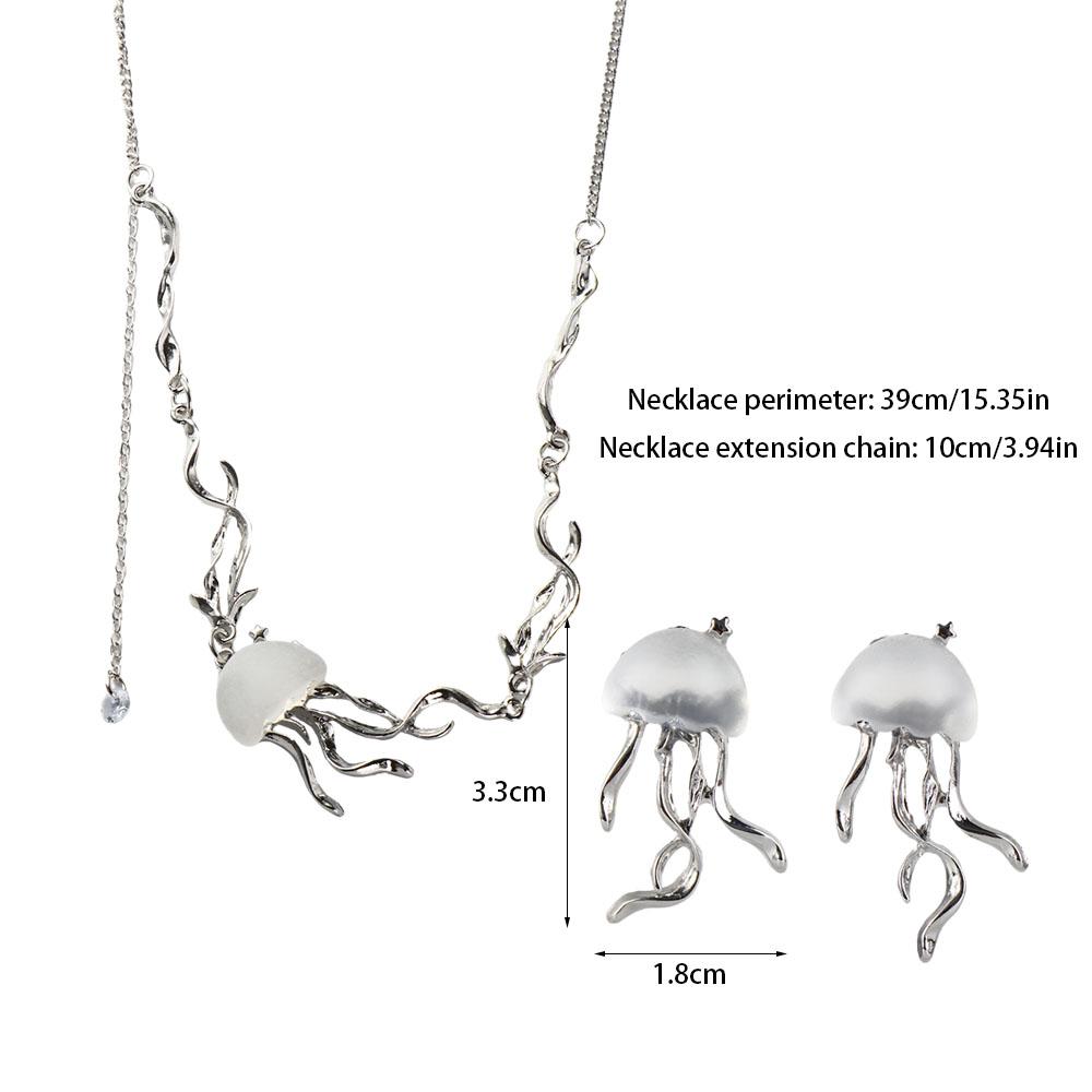 Jewelry Y2K Jellyfish Stud Earrings Women Crystal Necklace Transparent Pendant Korean Style Choker