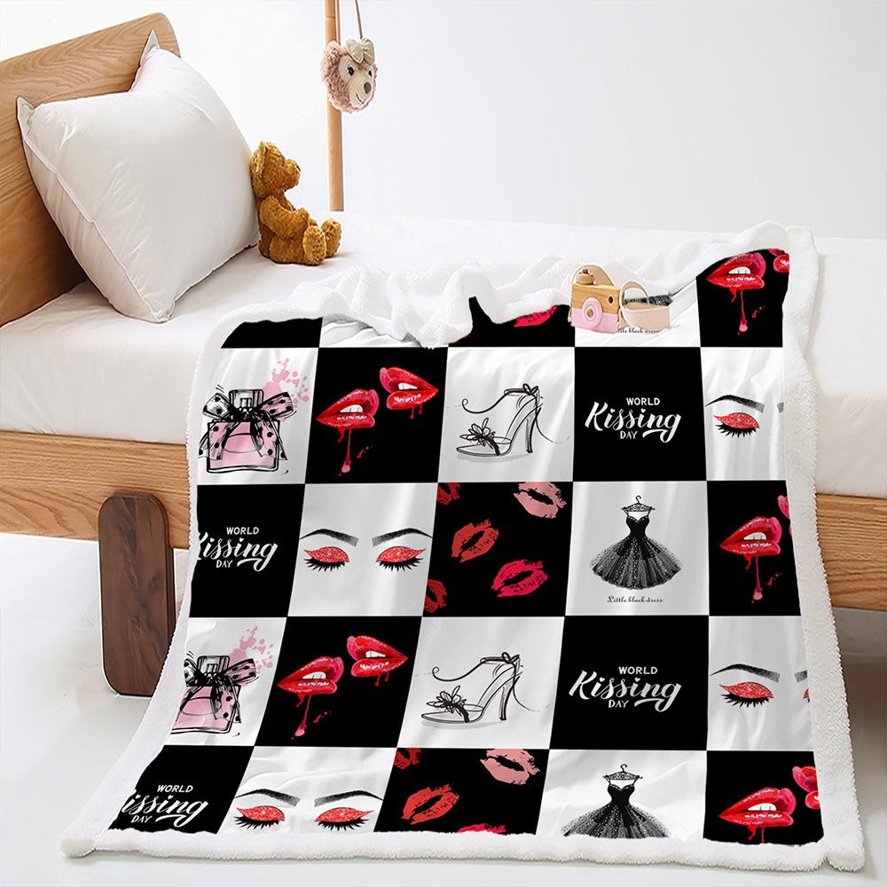 Blanket 2D Digital Printing Lamb Fleece Crystal Fleece Leopard Print Rose Urban Blanket Blanket