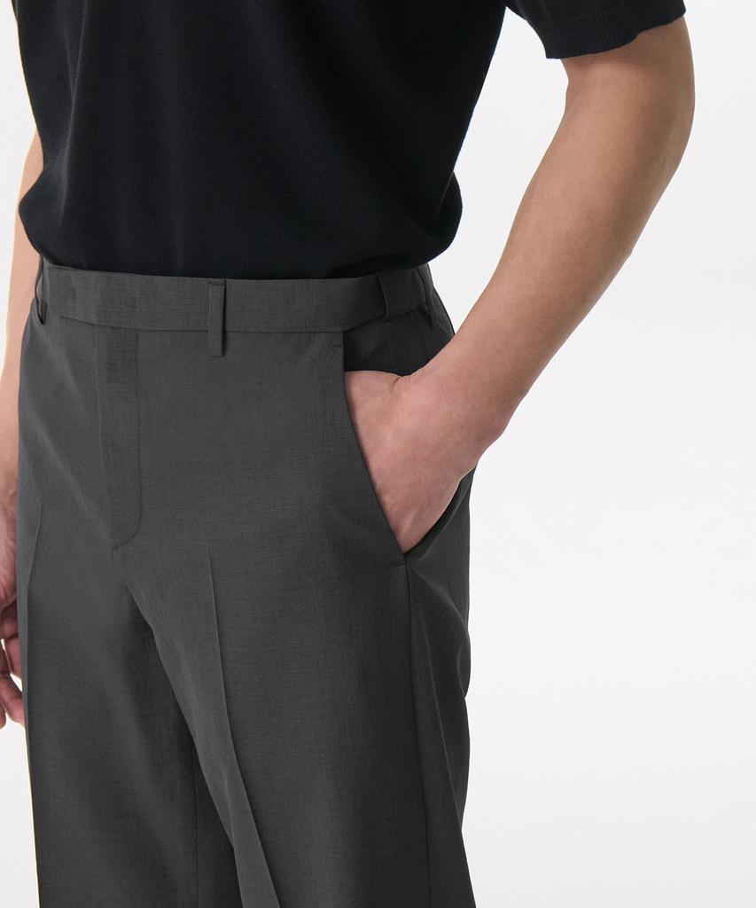 MUSINSA STANDARD Cool Touch Semi-Wide Hidden Banding Slacks [Gunmetal]