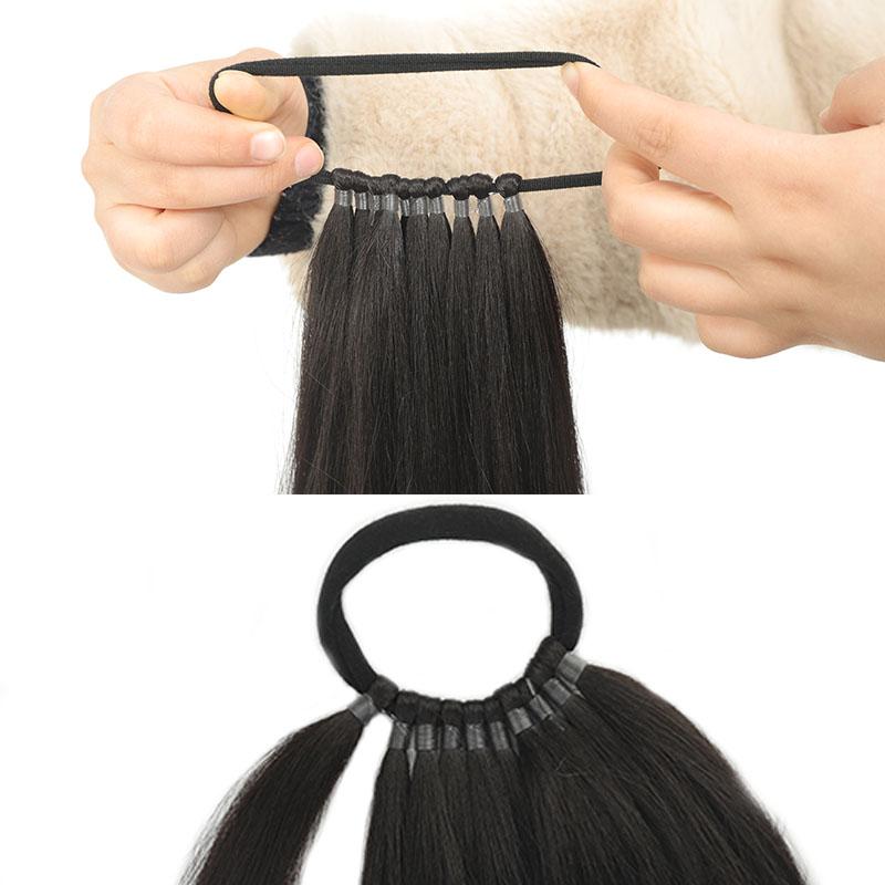 24-дюймовый длинный плетеный хвостик с резинкой, высокотемпературные мягкие волосы, женские синтетические шиньоны для повседневного использования