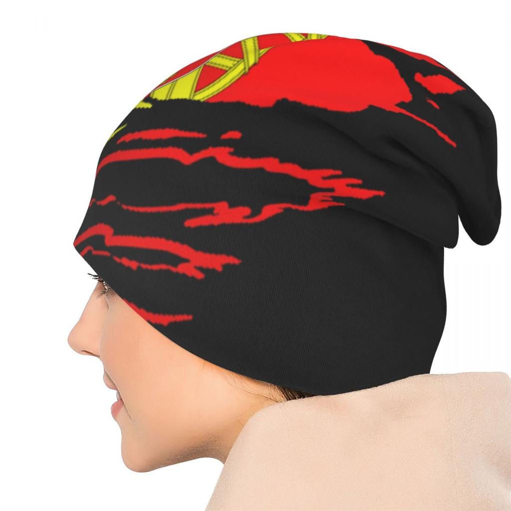 Капот с флагом Португалии, готическая лыжная шапка Skullies, шапки для унисекс, женская вязаная шапка, весенняя кепка двойного назначения