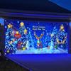 UV Activated Christmas Garage Door Cover Fluorescent 2D Flat Christmas Door Banner Lighted Holiday Cartoon Backdrop for Xmas Indoor Outdoor Wall Decor