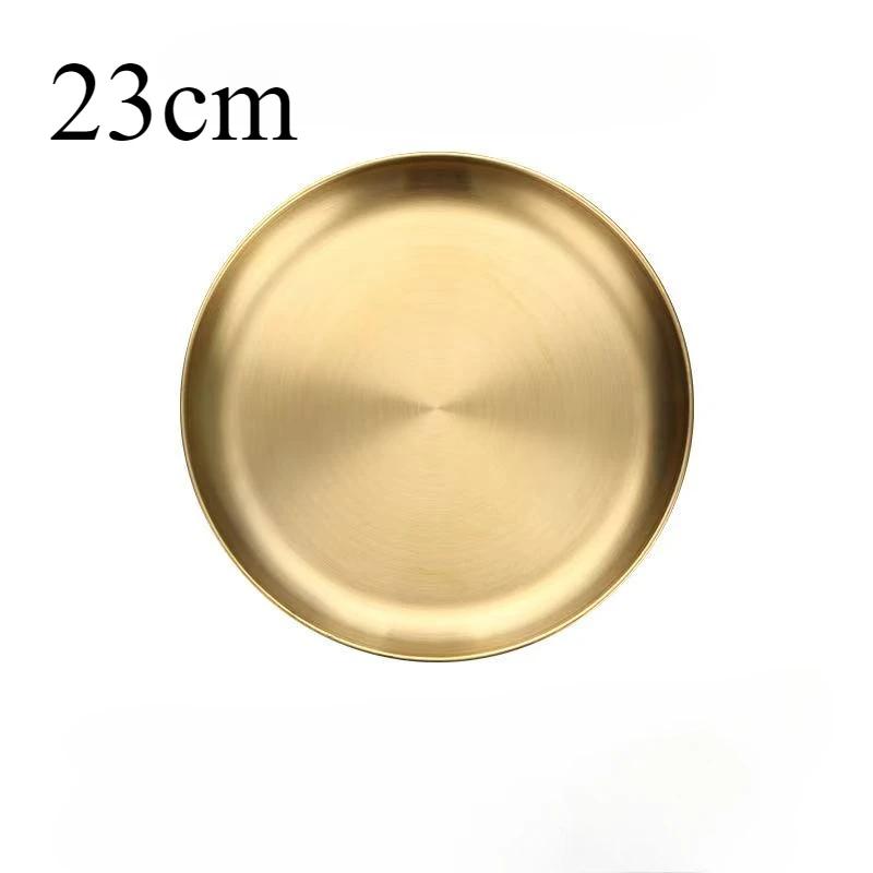 Модные простые обеденные тарелки Золотая обеденная тарелка Сервировочные тарелки Круглая тарелка Поднос для торта Западный стейк Круглый поднос Кухонные тарелки