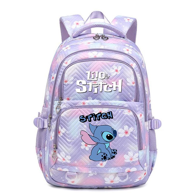 Stitch Print Backpack for Teen Girls Student School Bag Large Capacity Cute Cartoon Kids Bookbag Lightweight Durable for School Travel