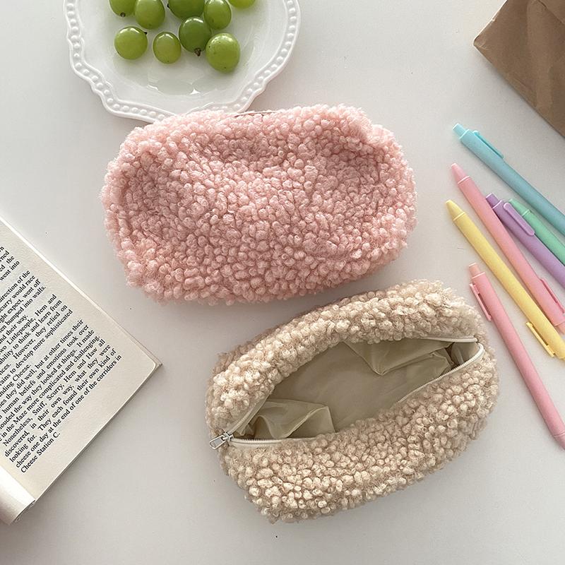 Cashmere Pencil Bag Case For Colored Pencils Plush Pencil Bag Zipper Bag
