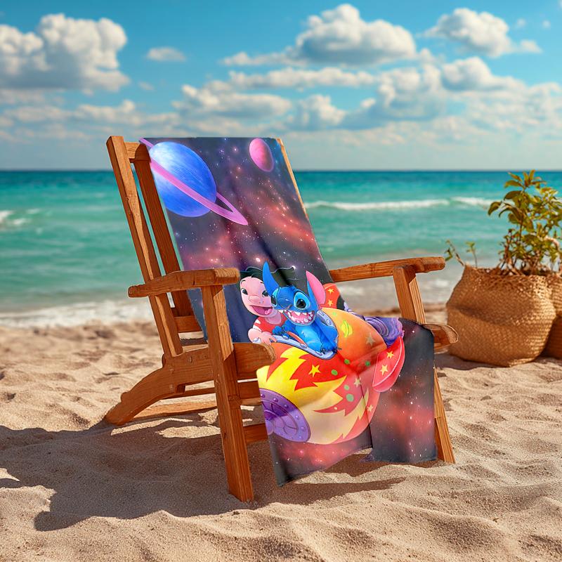 1Pc Space Adventure Stitch Beach Towel, Quick Dry, Multi-Use for Beach Pool Gym Yoga Home Travel, Christmas, Halloween, Xmas Gift M928628