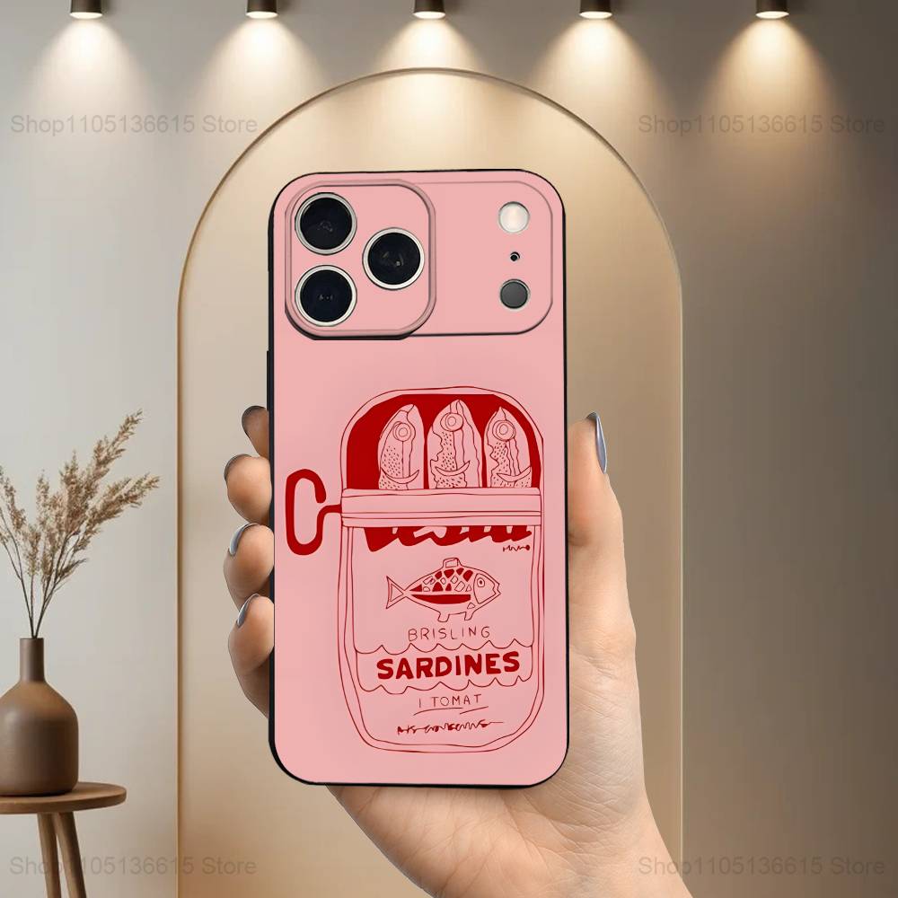 Чехол Good Food Sardines Canned для iPhone 6,17,16,15,14,13,12,11 Plus,Pro Max,XS,X,XR,SE,Mini,8,7, Мягкий силиконовый черный чехол