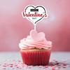 12Pcs Sweet Valentine Day Cupcake Toppers Heart Shape Letter Print Cake Topper Decoration Food Appetizer Stand