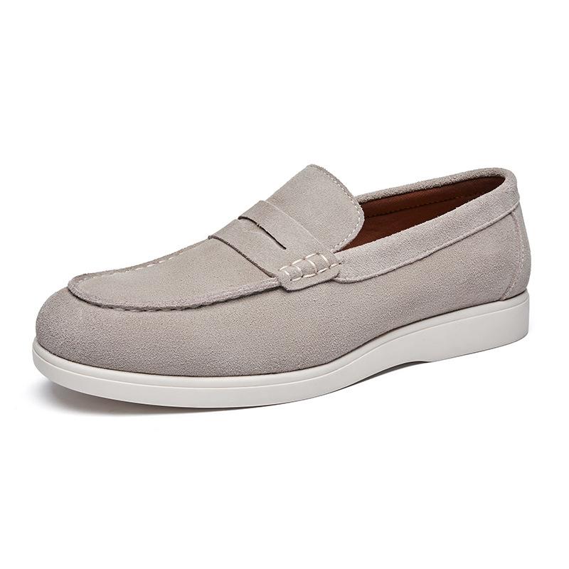 Британский стиль замшевые матовые лоферы мужские ленивые туфли-бини шлепанцы повседневные мужские туфли