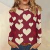 Женский модный пуловер с круглым вырезом и длинными рукавами с принтом сердечек ко Дню святого Валентина
