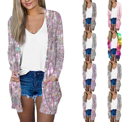Женская модная повседневная куртка-кардиган средней длины с длинным рукавом и цветочным принтом в стиле ретро
