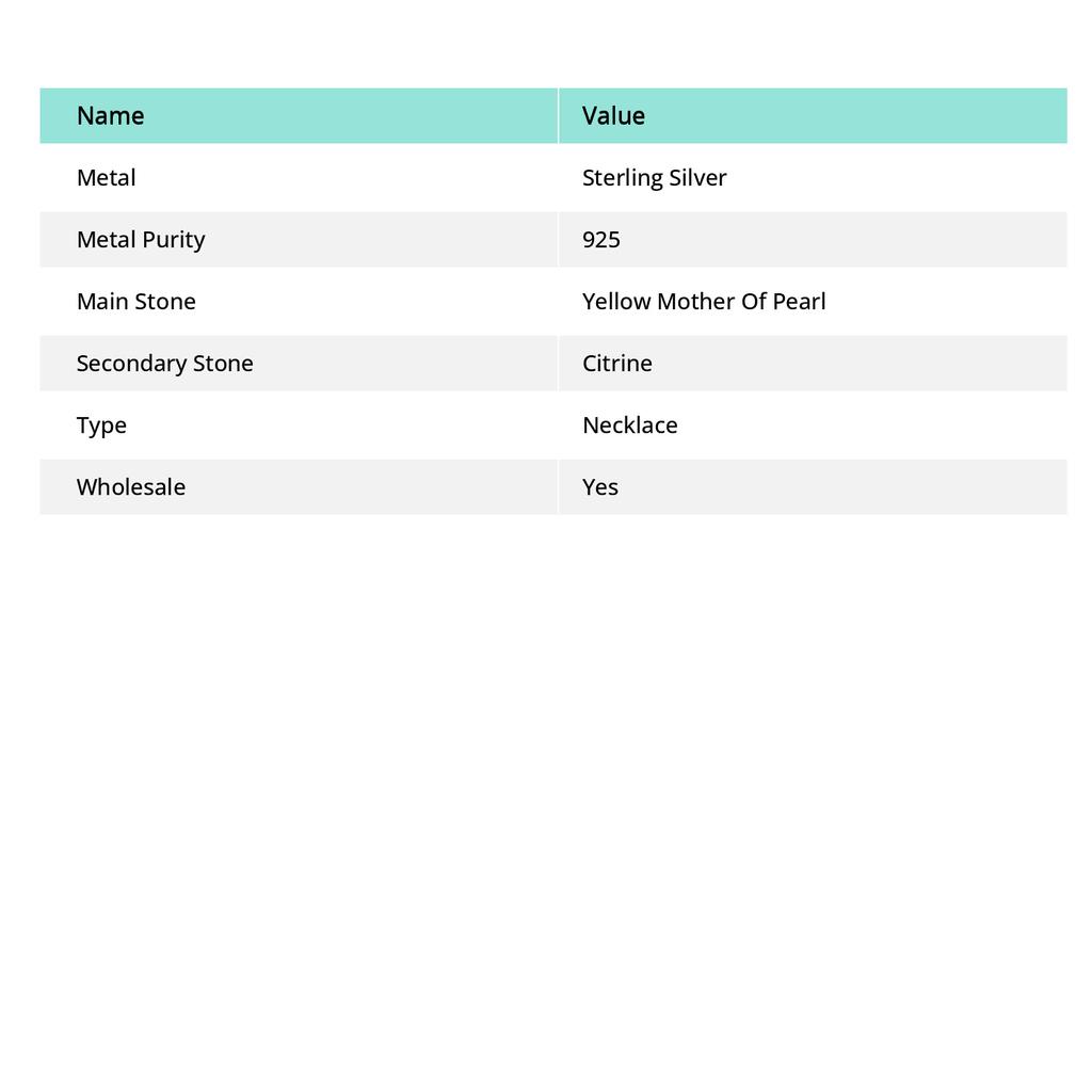 Ювелирное ожерелье из серебра 925 пробы с желтым перламутром и драгоценными камнями 18 дюймов m4T61