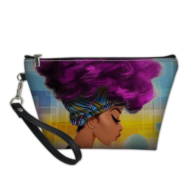 Custom Makeup Bags Afro African Girls Print Cute Cosmetic Bag Beauty Travel Organizer Make up Pouch Suitcase Women Toiletry Bag