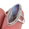 Natural Labradorite Gemstone 925 Solid Sterling Silver Jewelry Ring Size 7 O4U80